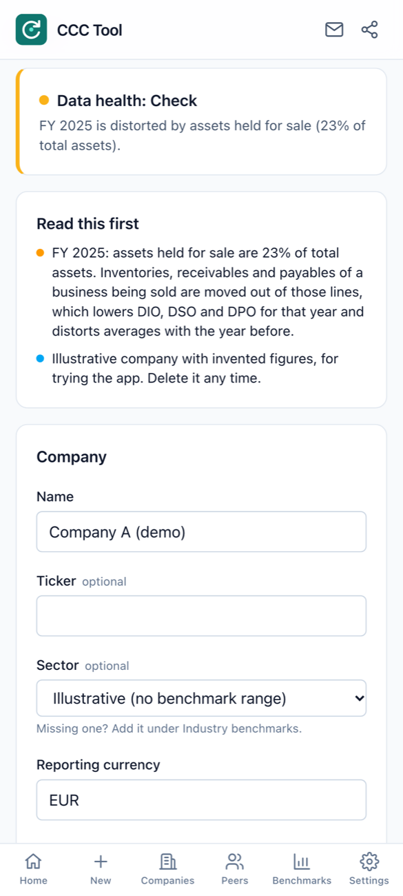 Data health: Check, with the reason
